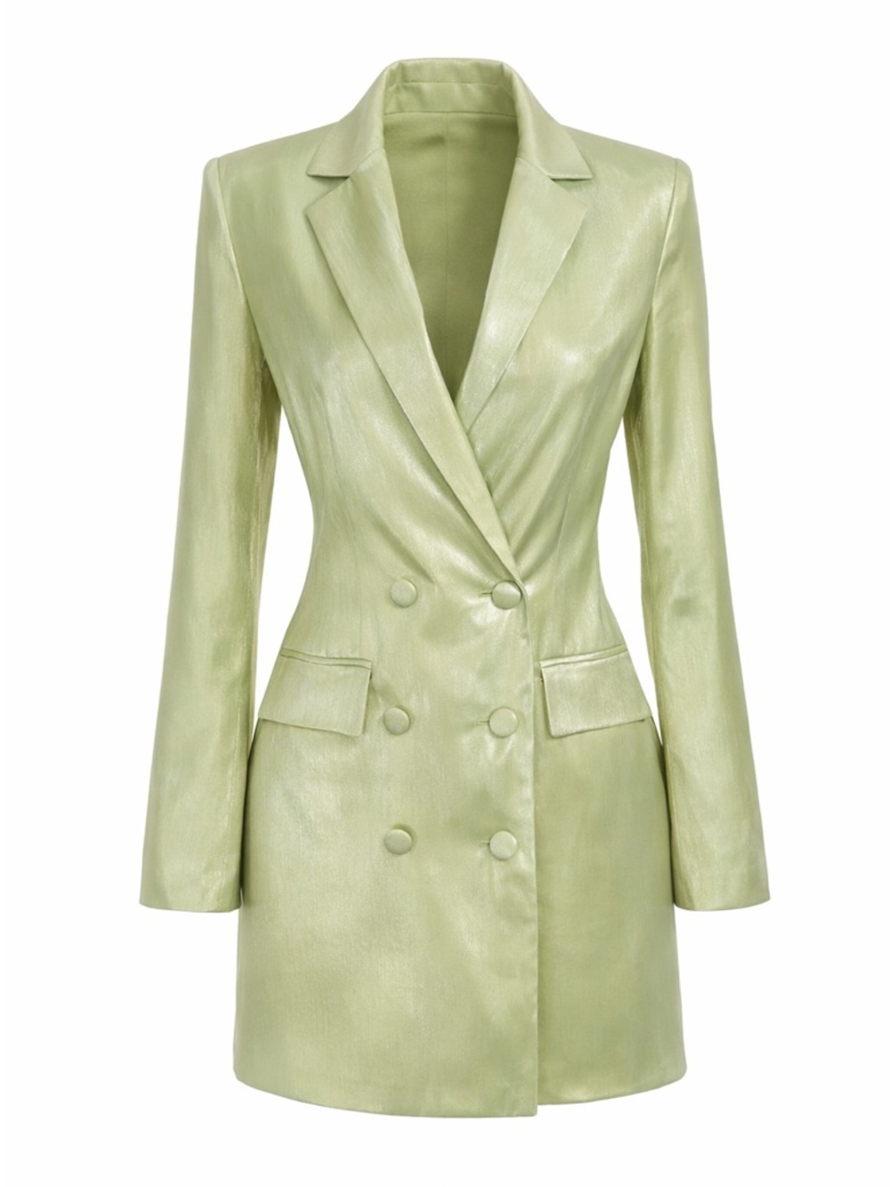Nasty Gal Shimmer Double Breasted Blazer Dress - Mint, Size US 2 / EU 34
